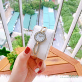 Buy Shop Bulova Crystal Collection Mother of Pearl Dial Gold Steel Strap Watch for Women - 98L225 USA Online