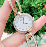 Buy Shop Bulova Crystal Collection Mother of Pearl Dial Gold Steel Strap Watch for Women - 98L225 USA Online