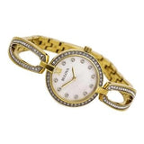 Buy Shop Bulova Crystal Collection Mother of Pearl Dial Gold Steel Strap Watch for Women - 98L225 USA Online