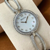Buy Shop Bulova Crystal Collection Mother of Pearl Dial Silver Steel Strap Watch for Women - 96L223 USA Online