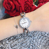 Buy Shop Bulova Crystal Collection Mother of Pearl Dial Silver Steel Strap Watch for Women - 96L223 USA Online