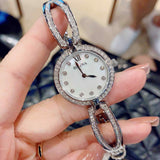 Buy Shop Bulova Crystal Collection Mother of Pearl Dial Silver Steel Strap Watch for Women - 96L223 USA Online