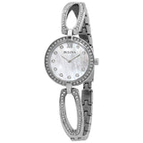 Buy Shop Bulova Crystal Collection Mother of Pearl Dial Silver Steel Strap Watch for Women - 96L223 USA Online