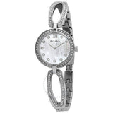 Buy Shop Bulova Crystal Collection Mother of Pearl Dial Silver Steel Strap Watch for Women - 96L223 USA Online