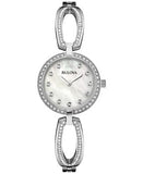 Buy Shop Bulova Crystal Collection Mother of Pearl Dial Silver Steel Strap Watch for Women - 96L223 USA Online