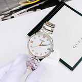 Buy Shop Bulova Crystal Collection Mother of Pearl Dial Silver Steel Strap Watch for Women - 96L263 USA Online