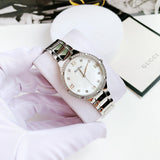 Buy Shop Bulova Crystal Collection Mother of Pearl Dial Silver Steel Strap Watch for Women - 96L263 USA Online