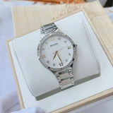 Buy Shop Bulova Crystal Collection Mother of Pearl Dial Silver Steel Strap Watch for Women - 96L263 USA Online