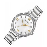 Buy Shop Bulova Crystal Collection Mother of Pearl Dial Silver Steel Strap Watch for Women - 96L263 USA Online