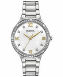Buy Shop Bulova Crystal Collection Mother of Pearl Dial Silver Steel Strap Watch for Women - 96L263 USA Online