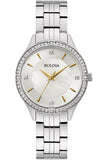 Buy Shop Bulova Crystal Collection Mother of Pearl Dial Silver Steel Strap Watch for Women - 96L263 USA Online