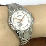 Buy Shop Bulova Crystal Collection Mother of Pearl Dial Silver Steel Strap Watch for Women - 98L232 USA Online