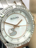 Buy Shop Bulova Crystal Collection Mother of Pearl Dial Silver Steel Strap Watch for Women - 98L232 USA Online