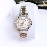 Buy Shop Bulova Crystal Collection Mother of Pearl Dial Silver Steel Strap Watch for Women - 98L232 USA Online