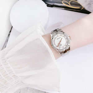 Buy Shop Bulova Crystal Collection Mother of Pearl Dial Silver Steel Strap Watch for Women - 98L232 USA Online