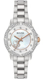Buy Shop Bulova Crystal Collection Mother of Pearl Dial Silver Steel Strap Watch for Women - 98L232 USA Online