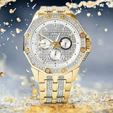 Buy Shop Bulova Crystal Collection Octova White Dial Gold Steel Strap Watch for Men - 98C126 USA Online