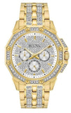 Buy Shop Bulova Crystal Collection Octova White Dial Gold Steel Strap Watch for Men - 98C126 USA Online
