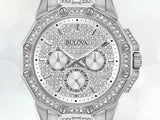 Buy Shop Bulova Crystal Collection Pave Silver Dial with Crystals Silver Steel Strap Watch for Men - 96C134 USA Online