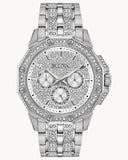 Buy Shop Bulova Crystal Collection Pave Silver Dial with Crystals Silver Steel Strap Watch for Men - 96C134 USA Online