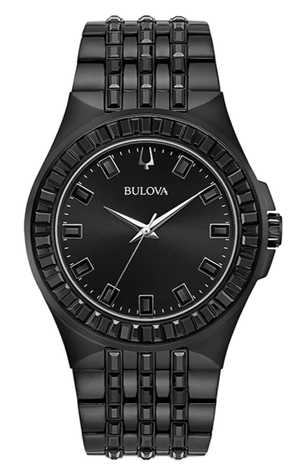 Buy Shop Bulova Crystal Collection Phantom Black Dial Black Steel Strap Watch for Men - 98A240 USA Online