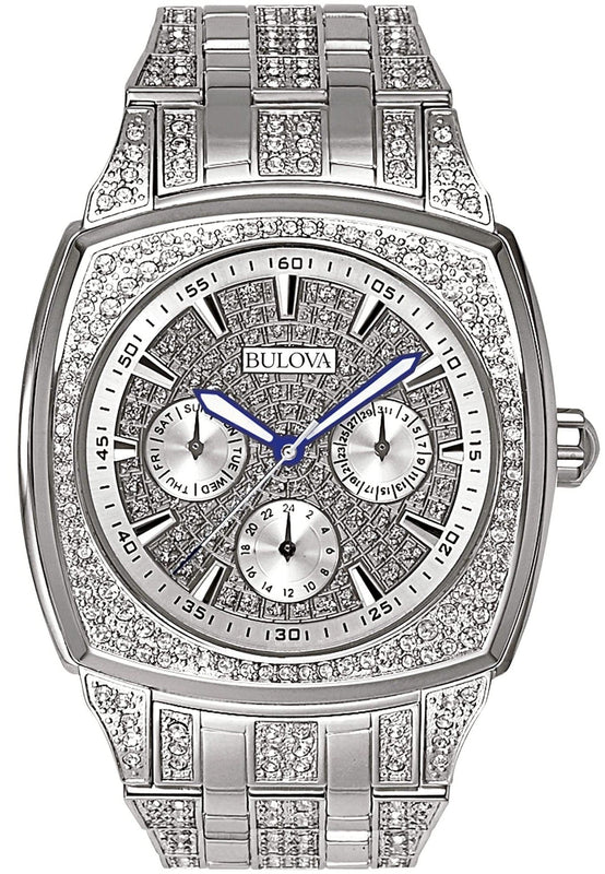 Buy Shop Bulova Crystal Collection Phantom Silver Dial Silver Steel Strap Watch for Men - 96C002 USA Online
