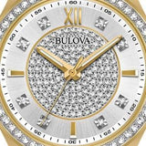 Buy Shop Bulova Crystal Collection Silver Crystal Dial Gold Steel Strap Watch for Women - 98L228 USA Online