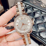 Buy Shop Bulova Crystal Collection Silver Dial Rose Gold Steel Strap Watch for Women - 98L229 USA Online