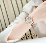 Buy Shop Bulova Crystal Collection Silver Dial Rose Gold Steel Strap Watch for Women - 98L229 USA Online