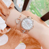 Buy Shop Bulova Crystal Collection Silver Dial Rose Gold Steel Strap Watch for Women - 98L229 USA Online