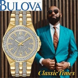Buy Shop Bulova Crystal Collection Silver Dial Two Tone Steel Strap Watch for Men - 98K102 USA Online