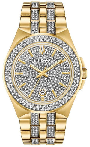 Buy Shop Bulova Crystal Collection Silver Dial Two Tone Steel Strap Watch for Men - 98K102 USA Online