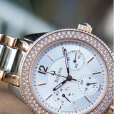 Buy Shop Bulova Crystal Collection Silver Dial Two Tone Steel Strap Watch for Women - 98N100 USA Online