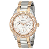 Buy Shop Bulova Crystal Collection Silver Dial Two Tone Steel Strap Watch for Women - 98N100 USA Online