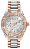 Buy Shop Bulova Crystal Collection Silver Dial Two Tone Steel Strap Watch for Women - 98N100 USA Online