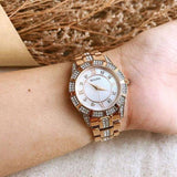 Buy Shop Bulova Crystal Mother of Pearl Dial Rose Gold Steel Strap Watch for Women - 98L197 USA Online