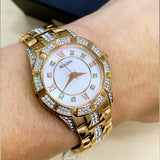 Buy Shop Bulova Crystal Mother of Pearl Dial Rose Gold Steel Strap Watch for Women - 98L197 USA Online