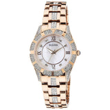 Buy Shop Bulova Crystal Mother of Pearl Dial Rose Gold Steel Strap Watch for Women - 98L197 USA Online