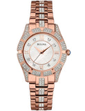 Buy Shop Bulova Crystal Mother of Pearl Dial Rose Gold Steel Strap Watch for Women - 98L197 USA Online