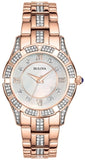Buy Shop Bulova Crystal Mother of Pearl Dial Rose Gold Steel Strap Watch for Women - 98L197 USA Online