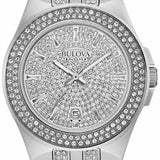 Buy Shop Bulova Crystal Pave Silver Dial Silver Steel Strap Watch for Men - 96B235 USA Online