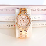 Buy Shop Bulova Crystal Silver Dial Rose Gold Steel Strap Watch for Women - 97N101 USA Online