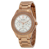 Buy Shop Bulova Crystal Silver Dial Rose Gold Steel Strap Watch for Women - 97N101 USA Online