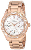 Buy Shop Bulova Crystal Silver Dial Rose Gold Steel Strap Watch for Women - 97N101 USA Online