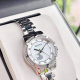 Buy Shop Bulova Crystal Silver Dial Silver Steel Strap Watch for Women - 96L226 USA Online
