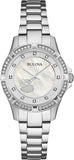 Buy Shop Bulova Crystal Silver Dial Silver Steel Strap Watch for Women - 96L226 USA Online