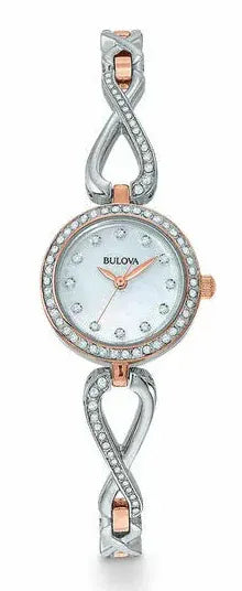 Buy Shop Bulova Crystals Mother of Pearl Dial Two Tone Steel Strap Watch for Women - 98X108 USA Online