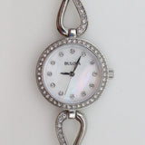 Buy Shop Bulova Crystals Quartz Mother of Pearl Dial Silver Steel Strap Watch for Women - 96X129 USA Online