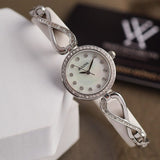 Buy Shop Bulova Crystals Quartz Mother of Pearl Dial Silver Steel Strap Watch for Women - 96X129 USA Online