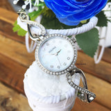 Buy Shop Bulova Crystals Quartz Mother of Pearl Dial Silver Steel Strap Watch for Women - 96X129 USA Online